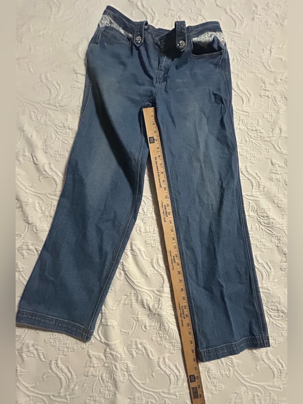 Midnight Velvet Straight Leg Women's Jeans in Dark Blue Wash size 10 Embellished